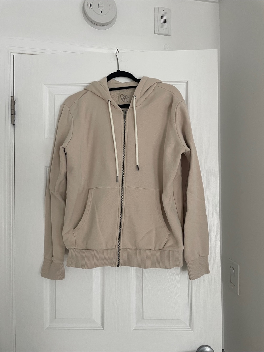 Chaser Neutral Zip-Up Hooded Sweatshirt with Drawstrings